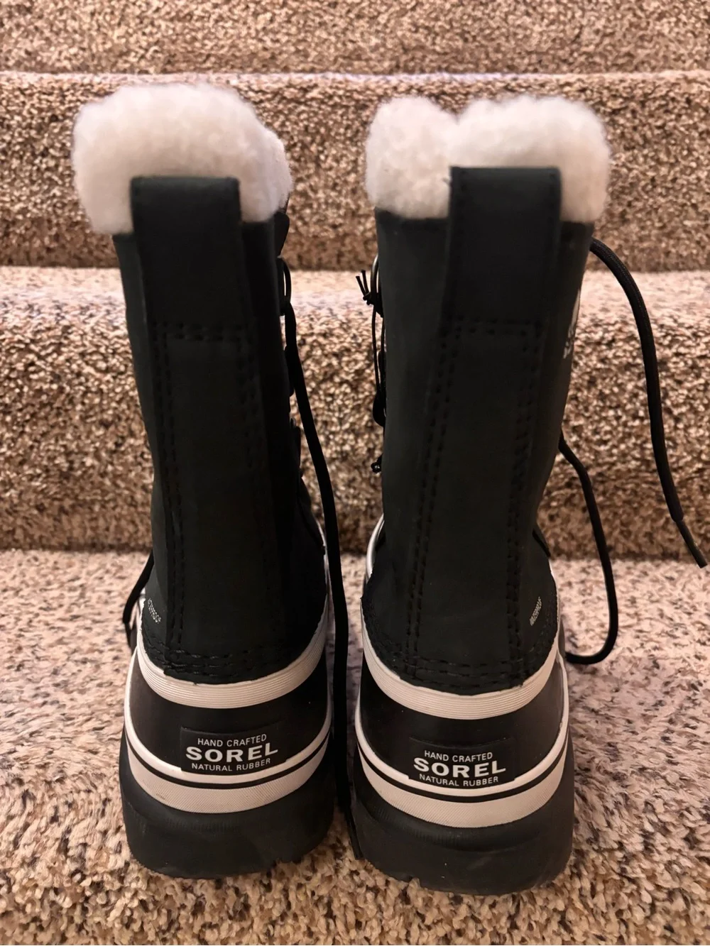 Sorel Black and White Lace-Up Winter Snow Boots
